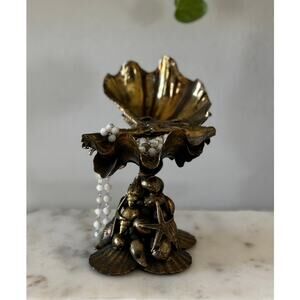 Maitland Smith Hinged Shell Box Brass Seashell Coastal Decor